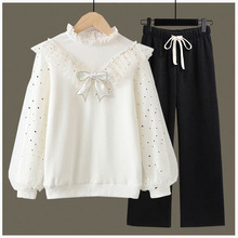 休闲运动套装女2024新款春季初中生美拉德穿搭娃娃领卫衣两件套潮