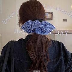 高智iu系の格子縞の小さい格子の大腸の髪輪の女性の新型のスカートの振り子の花の髪飾りの気質の紐