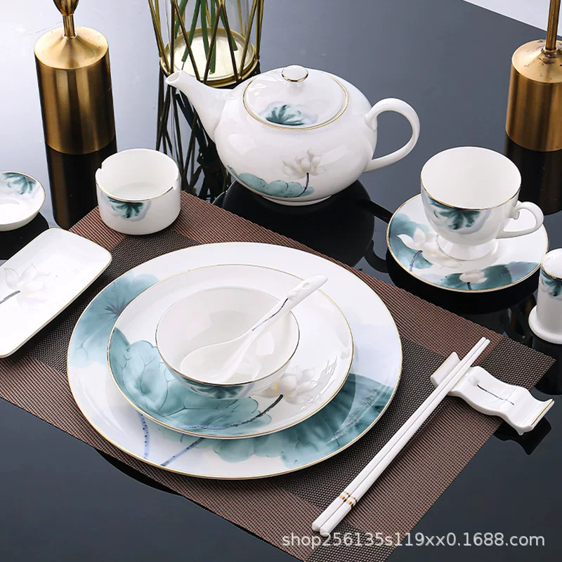 Ceramic tableware for hotel, high-end set, Chinese style
