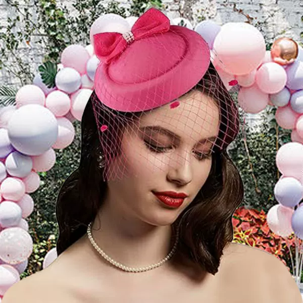 Cross-Border Amazon Best-Selling Bridal Headwear Tea Party Pearl Bow Hat Horse Racing Festival Ladies Classic Hair Accessories