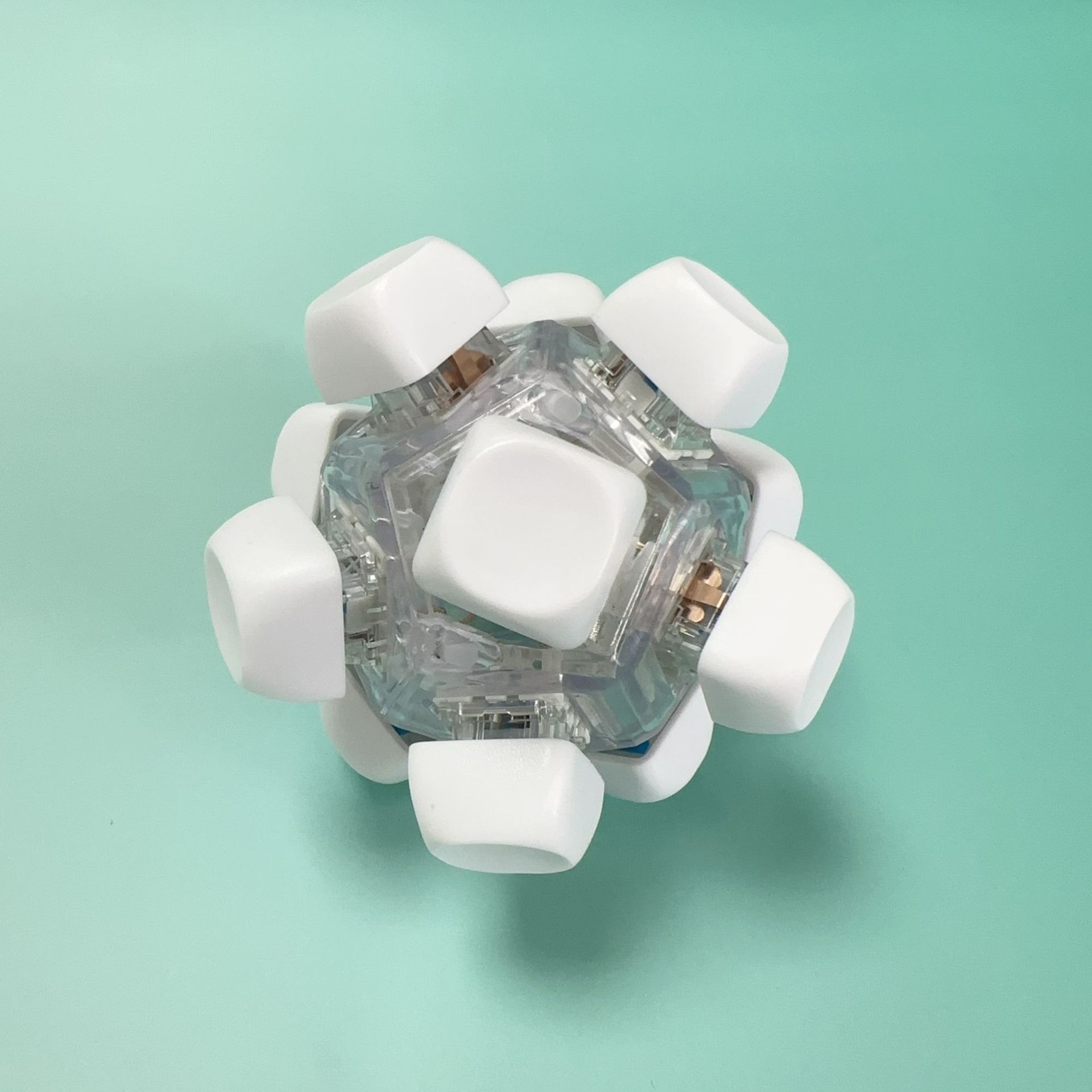 12-key transparent shell - white - round keycaps