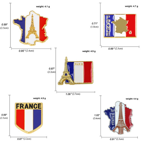 New French flag brooch jewelry, personalized building Paris Eiffel Tower brooch, dripping oil collar pin