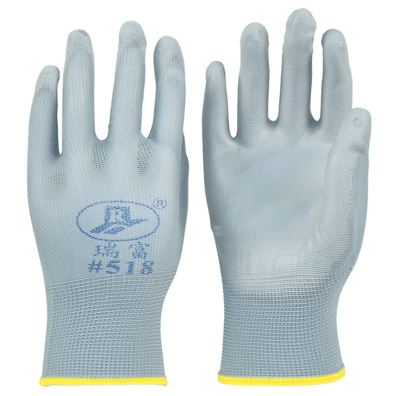 Ruifu518 guantes de protección laboral PU de palma delgada transpirable antiestático antideslizante y resistente al desgaste, trabajo cómodo para hombres y mujeres