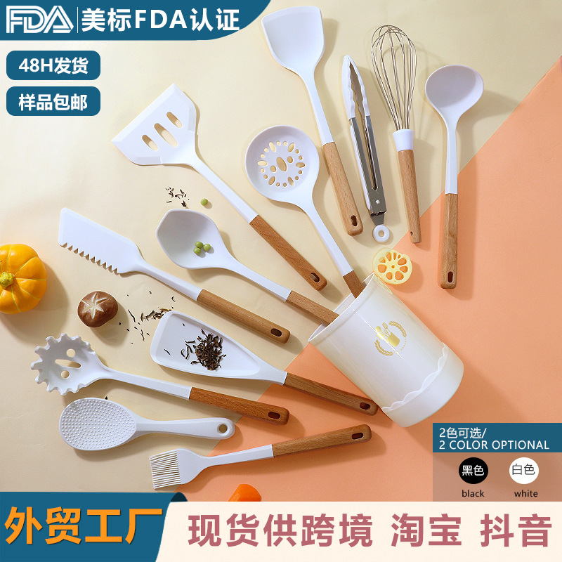 13 piezas transfronterizas de cocina de silicona antiadherente de grado alimenticio de cocina de silicona leche blanca set al por mayor