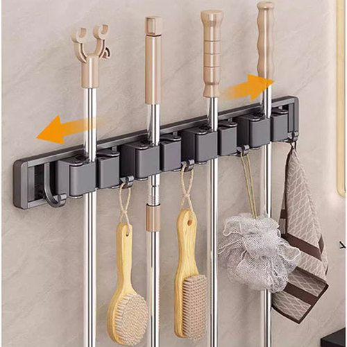 No punching powerful mop wall hanging clip artifact fixed hook buckle broom storage storage rack bathroom toilet