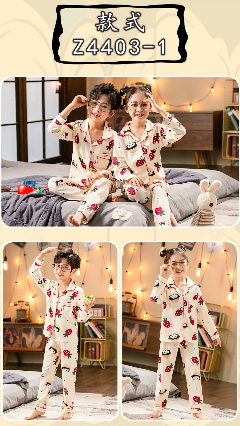 Spring Autumn Children Pajama Set Cartoon Kids Nightwear Pijama Boys Cute Girl Homewear Cardigan Students Clothes Wholesale Sleepwear & Robes cheap