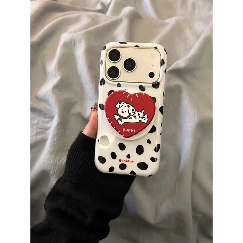Cartoon Cute Black-Spotted Dog Magnetic Case Suitable for Phone17Promax Apple 16 Phone Case 15 New Model 14 Cartoon Cute Black-Spotted Dog Magnetic Case Suitable for Phone17Promax Apple 16 Phone Case 15 New Model 14