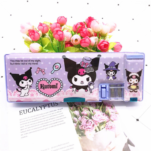 Cartoon Kuromi Gemini children's pencil box double-sided multi-function pencil box with pencil sharpener pencil box