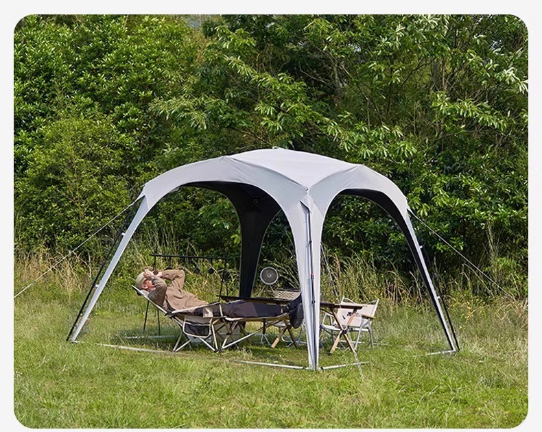 Mugod Holiday Dome 9.0 Automatic Outdoor Black Vinyl Canopy Tent for Camping, Sun Protection, No Assembly Required, Quick Open, Rainproof