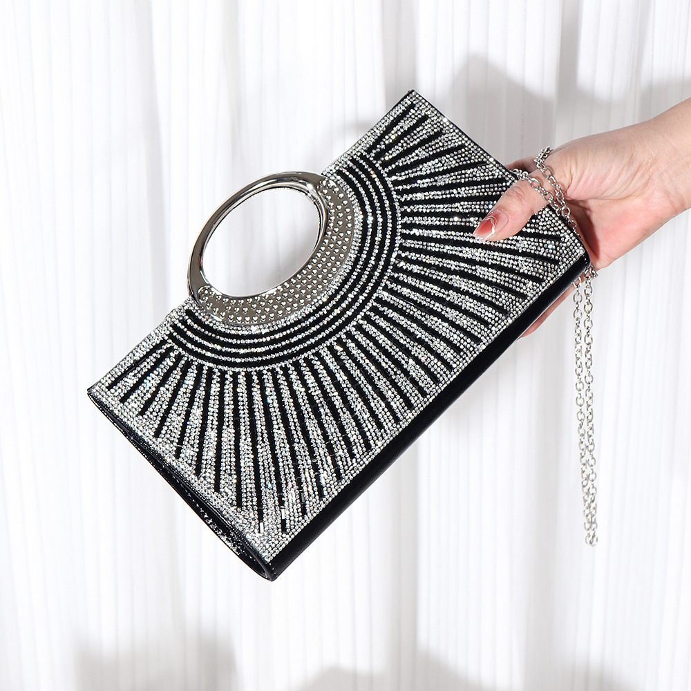 Evening Handbag Shiny Rhinestone Striped Clutch For Weddings_voghion.com