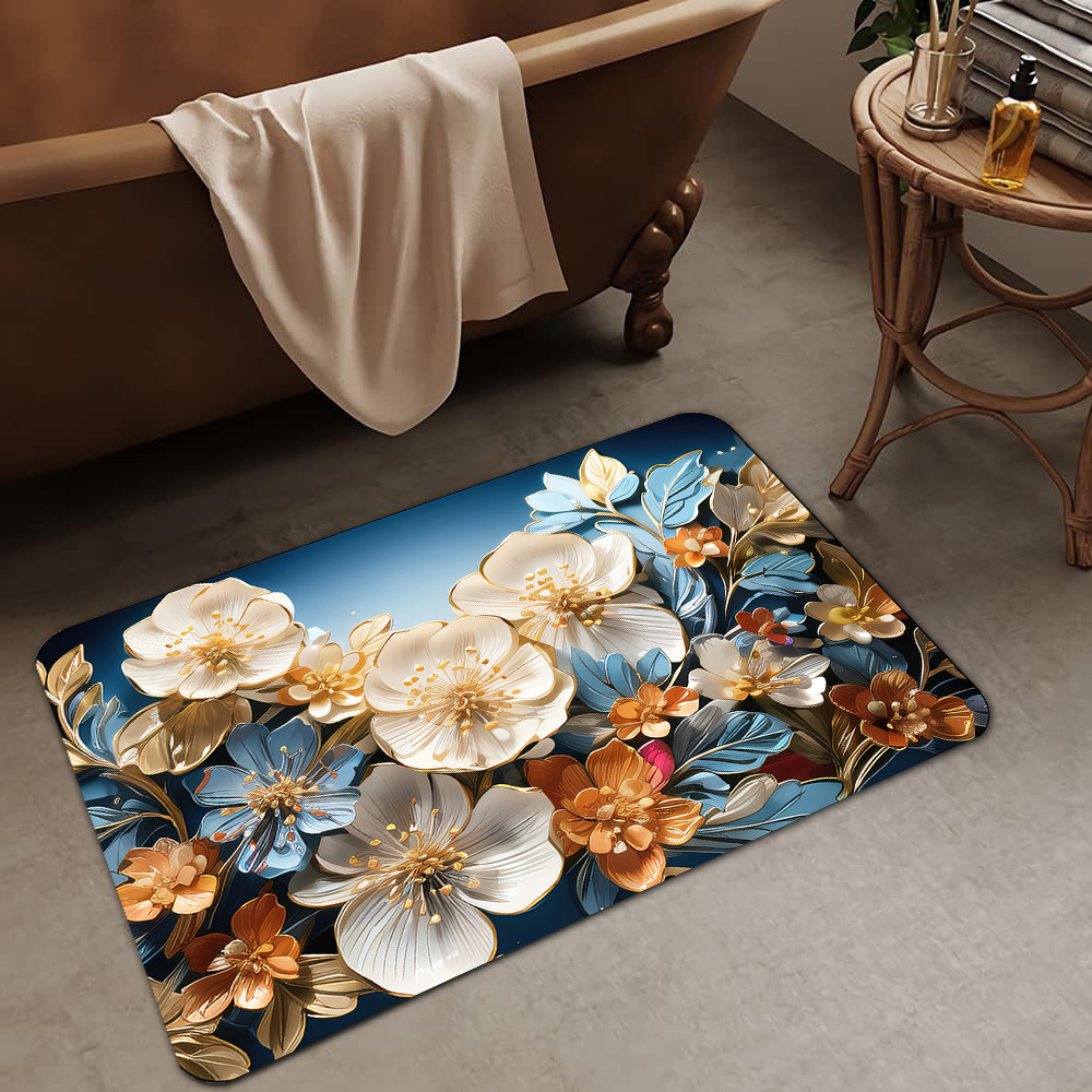 Alfombrilla de barro de diatomeas de flores tridimensionales de lujo ligero transfronterizo, alfombrilla de baño, alfombrilla de pie absorbente y antideslizante para el hogar, alfombrilla de entrada