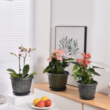 北欧加厚塑料树脂育苗盆罗马柱纹喷漆种植花盆阳台酒店绿植加仑盆