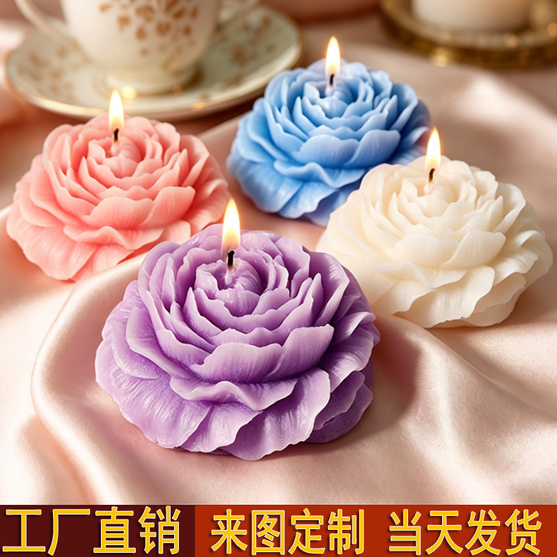 Peony Flower Scented Candle Shaped Flower Wholesale Handmade Atmosphere Birthday Gift Fragrance Ornament Decoration Design