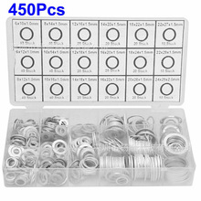 跨境450pcs盒装铝垫片铝密封圈耐高温圆形垫片弹垫M6-M24组合套装