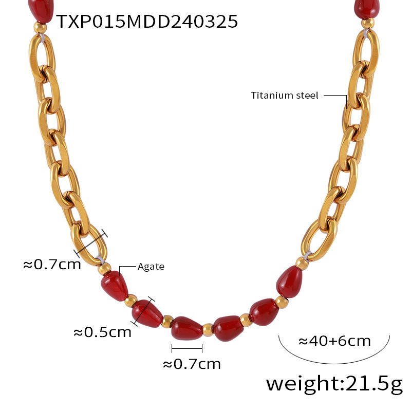 Vacuum Plating Gold Plating Process Basic Geometric Agate Titanium Steel Gold Plated Jewelry Set In Bulk