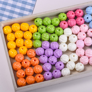 15mm Painted Cream Candy Color Pumpkin Beads through Hole Acrylic DIY Mobile Phone Chain Keychain Beaded Accessories