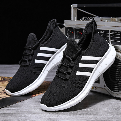 Ultra-light fly woven casual sports shoes for men summer single mesh men's shoes breathable mesh shoes youth running shoes