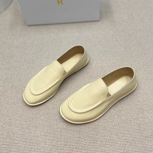 Top plate niche the top layer cowhide comfortable round head genuine leather flat sole slip-on Loafers for women