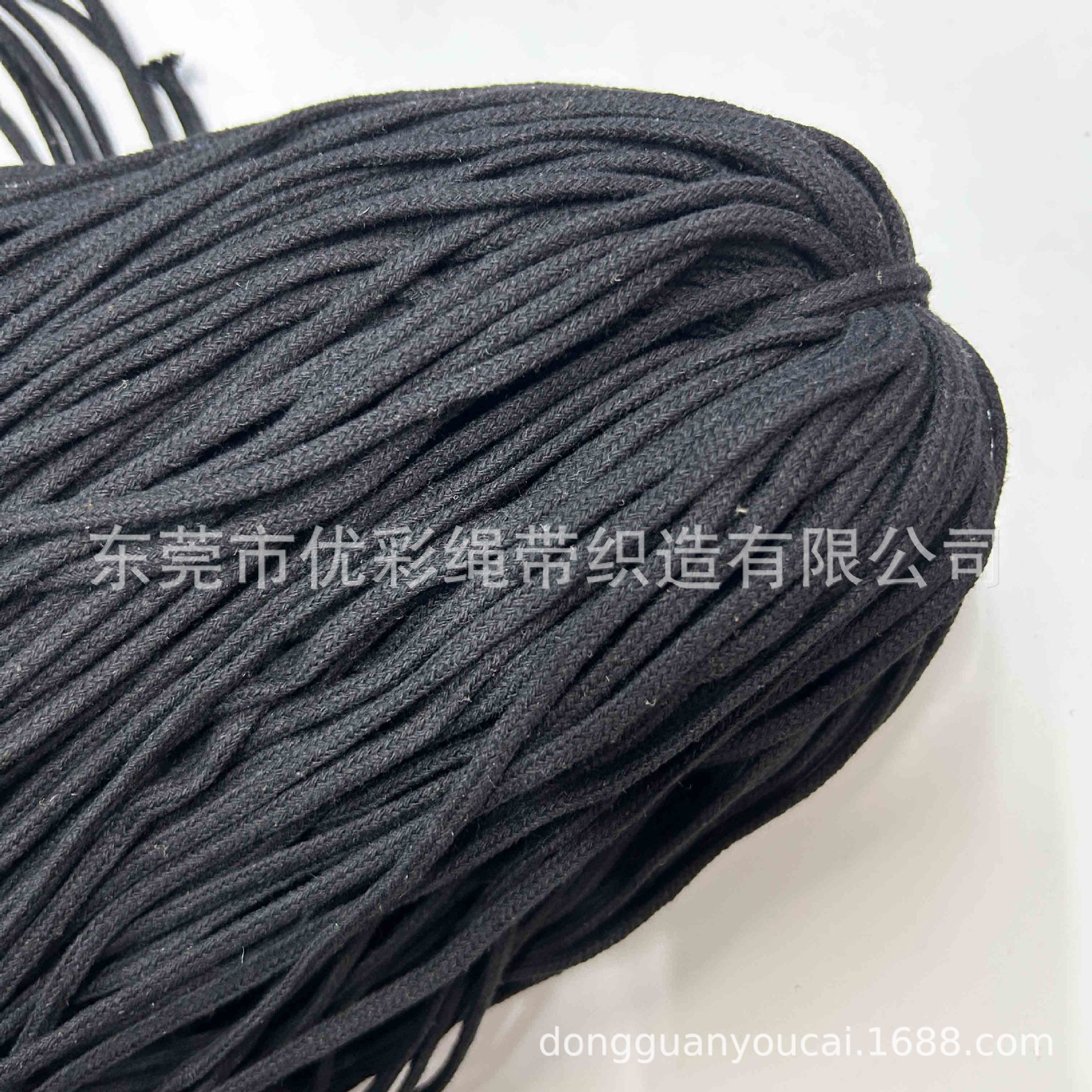 3MM/5MM 黑色/本白漂白 空芯扁棉绳手袋绳布袋绳桂绳