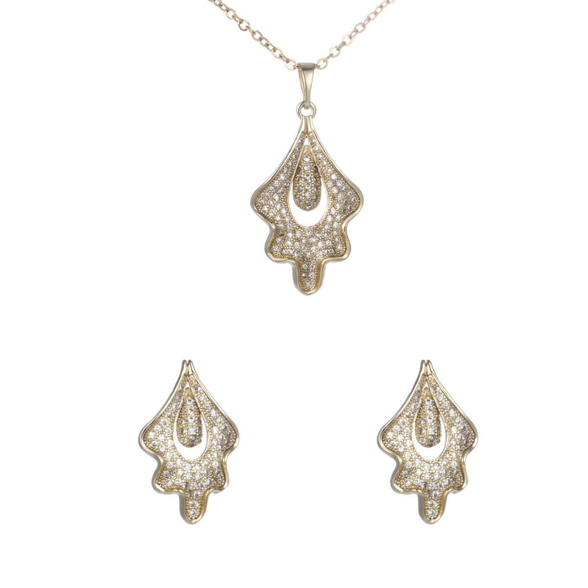 Xuping joyería para damas delicados pendientes colgante dos piezas set lujoso estilo europeo y americano zircon orejas collar combinación