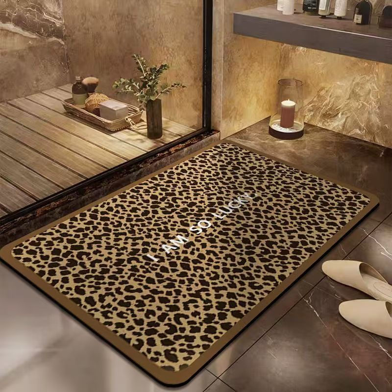 Leopard Print Diatomaceous Earth Bathroom Mat Non-slip Quick-dry_voghion.com