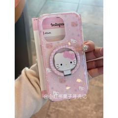 磁吸粉色星星折叠 kt支架适用iPhone15promax手机壳13/14新16prom