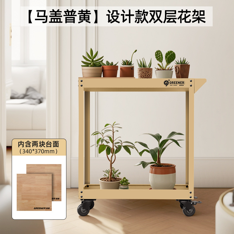 Green Forest Carriage Multifunctional Coffee Shop Mobile Home Ferro Forjado Green Plant Rack de almacenamiento image 11