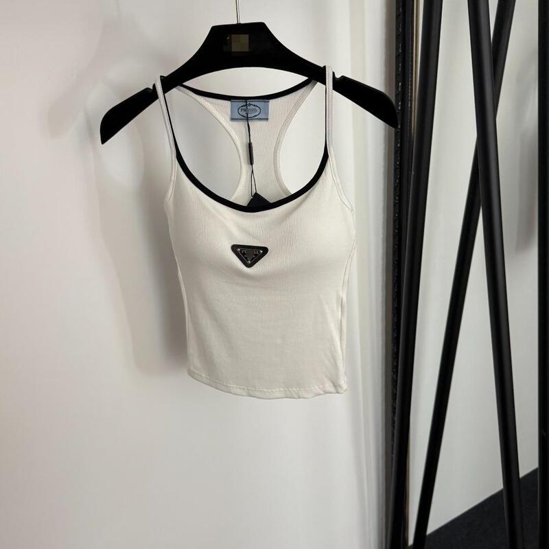 2025 Summer Nanyou High-End Foreign Trade Casual Nanyou New Style Logo Triangle Logo Decorated Camisole with Chest Pads 2025 Summer Nanyou High-End Foreign Trade Casual Nanyou New Style Logo Triangle Logo Decorated Camisole with Chest Pads