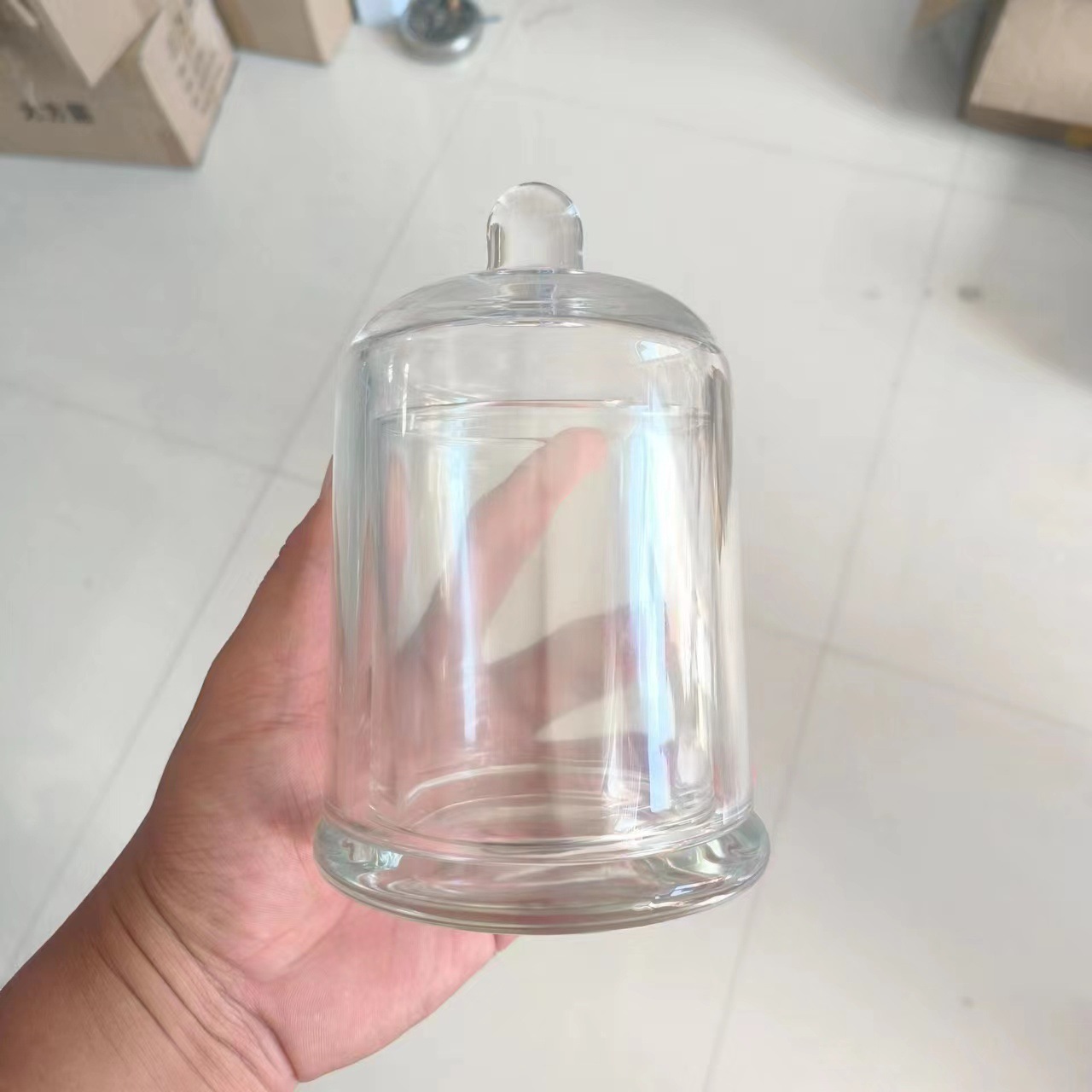 工厂批发玻璃香薰罩展示罩金钟罩带盖无火水晶石扩香石晶石烛台杯
