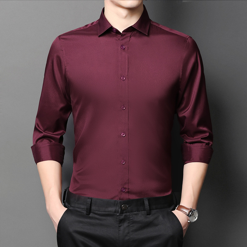 Nueva camisa de manga larga de algodón elástico antiarrugas sin planchar para hombres camisa de negocios de fácil cuidado para hombres en stock al por mayor