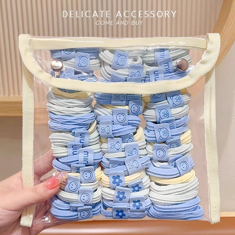 Sal marina azul para niños cuerdas de cabello correa de goma sin costura anillo de cabello de alta elasticidad no estrangulada cabello tocado