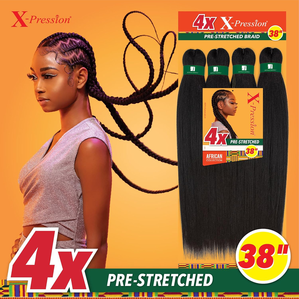 4X pre-estirado EZ trenza cabello EZ trenza sucia cuatro paquetes de cabello trenzado africano peluca trenza