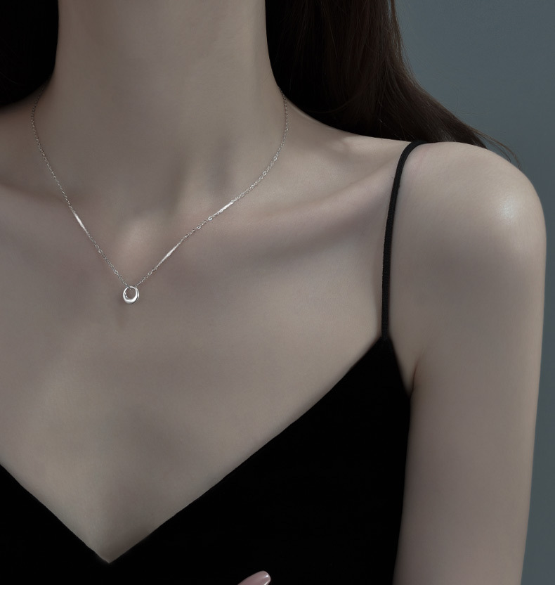 Minimalist Geometric Circle Necklace For Women Elegant Style_voghion.com