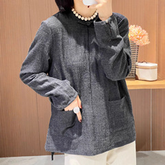 南油批发2025年秋季新款 斜襟口袋羊毛上衣女款休闲衬衫 面料羊毛