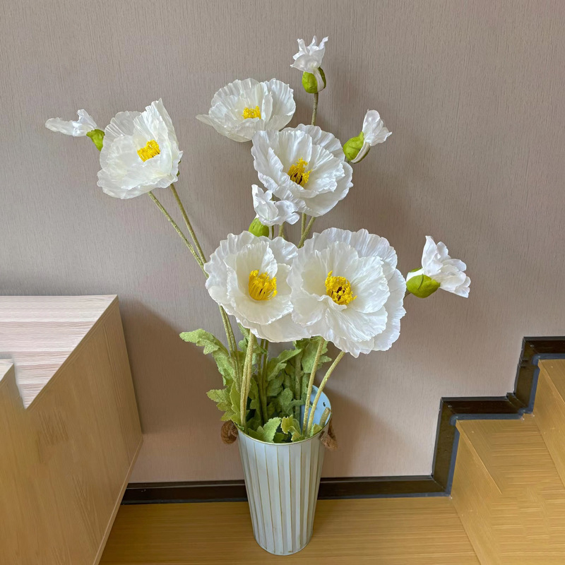 大規模のコクリコ美人の単枝の大きいケシの花の家の装飾の生け花の撮影の道具の偽の花の芸の造花をシミュレーションします。|undefined