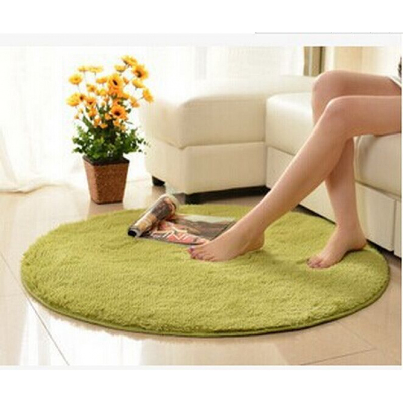 Alfombra de seda redonda de color sólido dormitorio de chicas cestas colgantes almohadilla giratoria piso de sala de estar simple sofá mesa de té almohadilla
