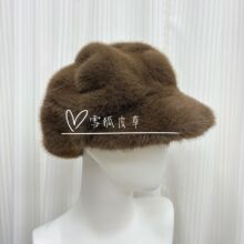 纯色百搭仿貂毛云朵渔夫帽女秋冬御寒保暖盆帽简约气质潮搭护耳帽