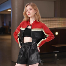 外贸跨境现货2025欧美风女装秋季新款复古街头短款机车PU皮衣