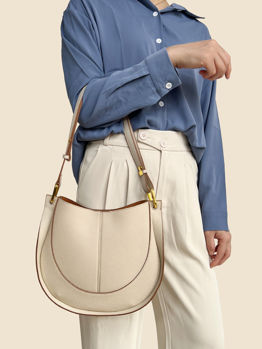New Bag for Women's Soft Leather Niche Women's Bag, Trendy Saddle Bag, Large Capacity Single Shoulder Cross Body Bucket Bag_voghion.com