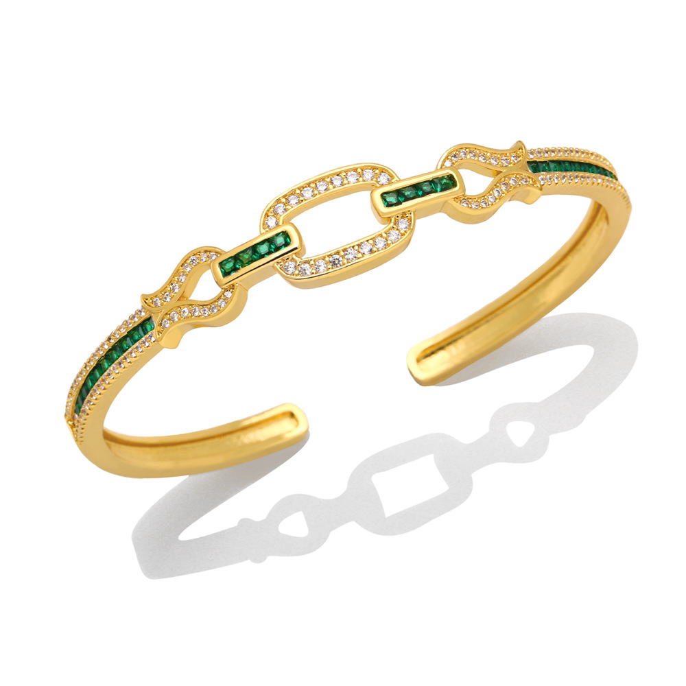 Fashion Square Copper Inlay Zircon Bangle 1 Piece