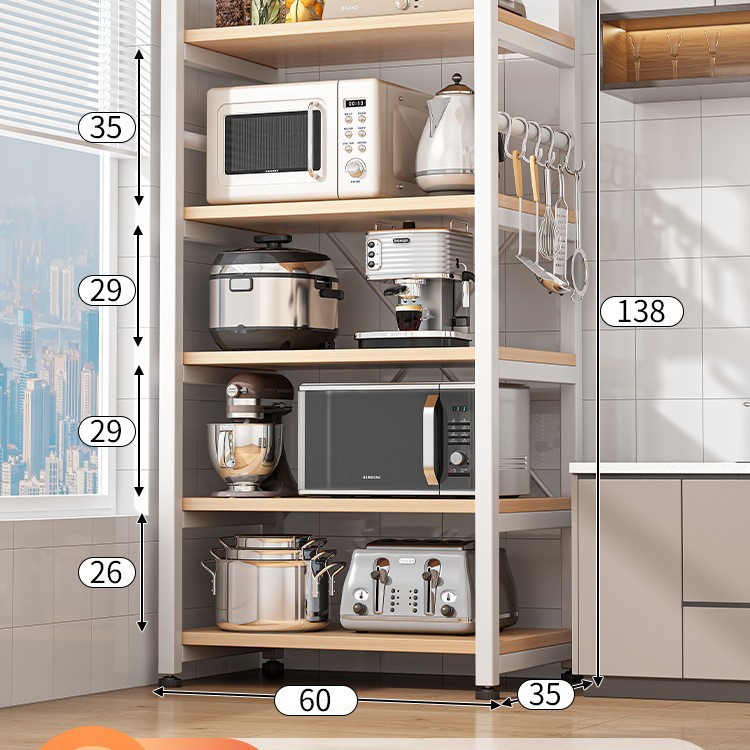 Estante de almacenamiento de cocina piso del hogar horno de microondas de múltiples capas estante simple multifuncional estante de almacenamiento
