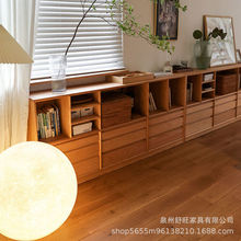 日式实木书柜家用客厅靠墙置物落地柜多功能多层格子收纳简约书架