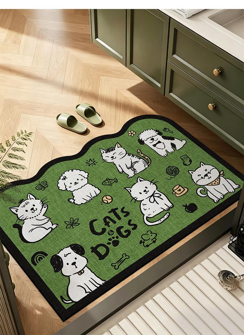 Diatom Mud Floor Mat, Bathroom Water-Absorbent Non-Slip Foot Mat, Cartoon Cute Animal Washbasin Mat, Home Entrance Carpet