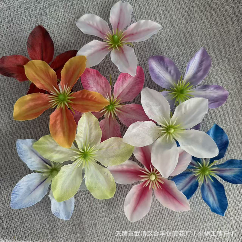 Artificial Clematis Flower Headpiece, Hanfu Academic Cap Flower, Umbrella Decoration, Fake Flower Headpiece, Cross-Border Artificial Flower Headpiece