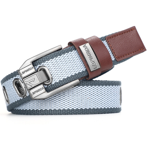 Canvas belt men's pin buckle belt student trendy youth fashion all-match jeans with military training extended cloth belt for women