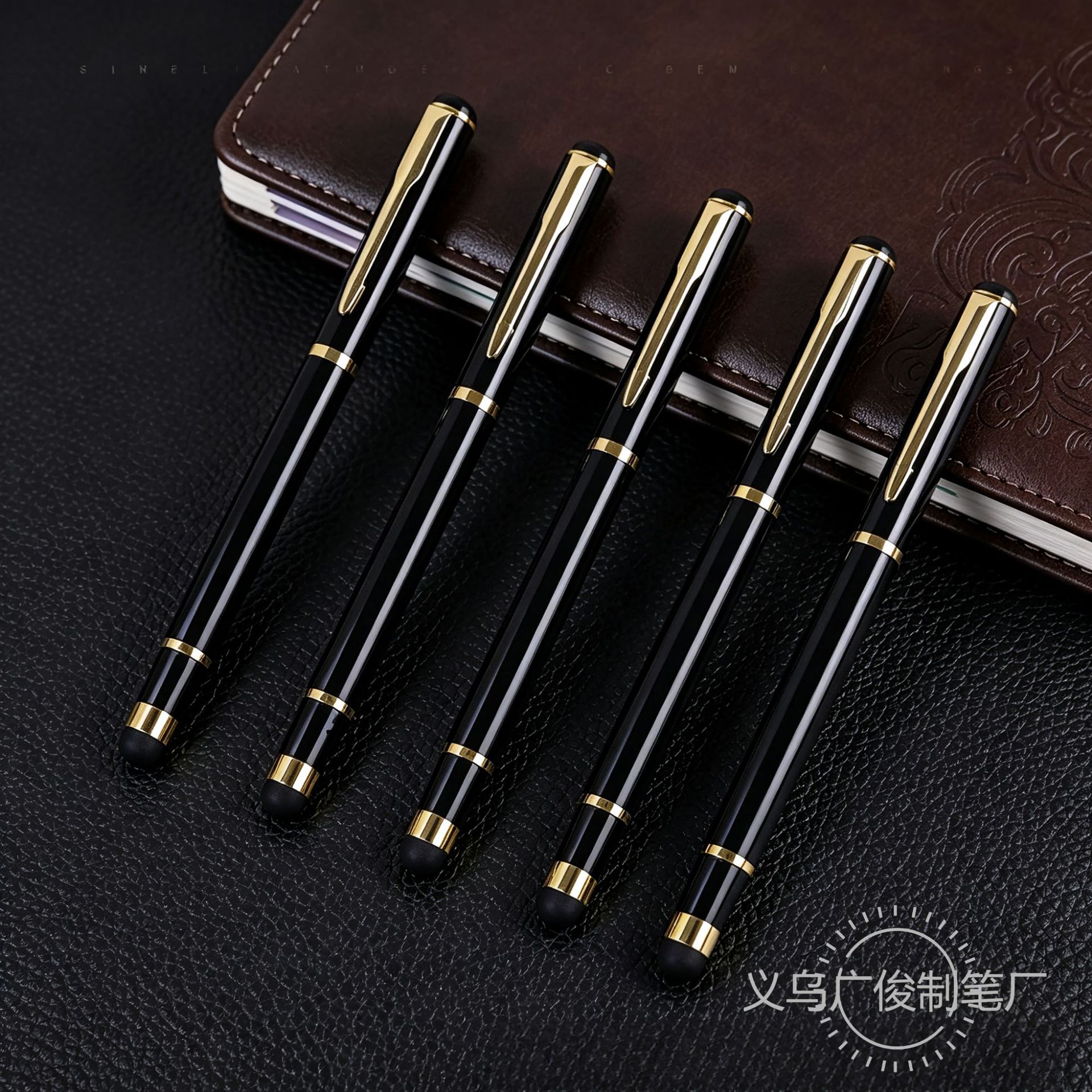 Business black metal signature pen, touchscreen ballpoint pen, logo printing, promotional gift, neutral pen, holiday event water pen