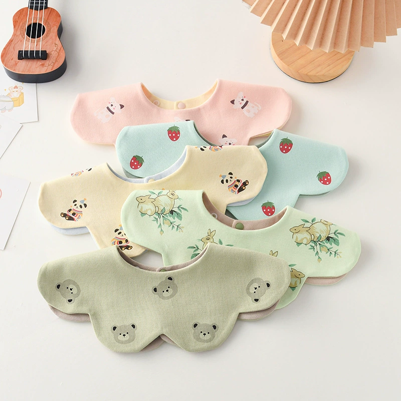 Children's cotton eating bib, double-sided scarf