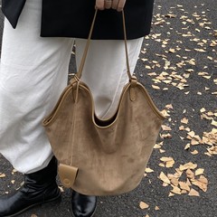 复古慵懒感2025新款麂皮绒磨砂通勤简约大容量女士托特包单肩包