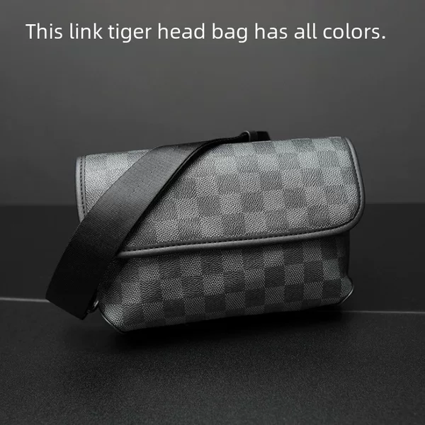 Men's Plaid Shoulder Bag Trendy Crossbody Bag Boys Street Fashion Shoulder Bag Student Small Bag Personalized Messenger Bag New