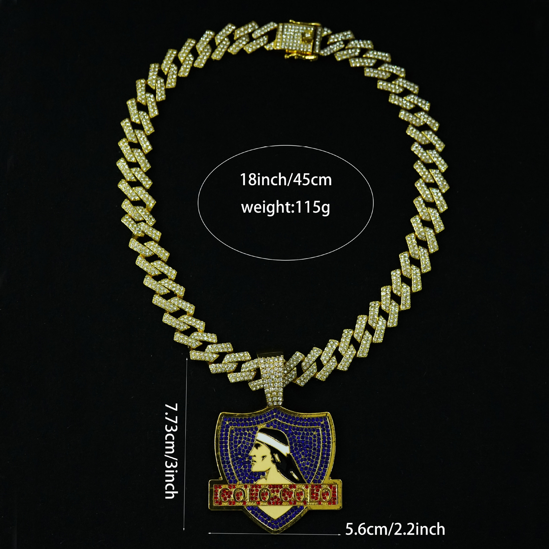 Europa y los Estados Unidos Hip-Hop completo COLO-COLO retrato escudo colgante rap collar hipster adornamiento de estilo callejero personalizado